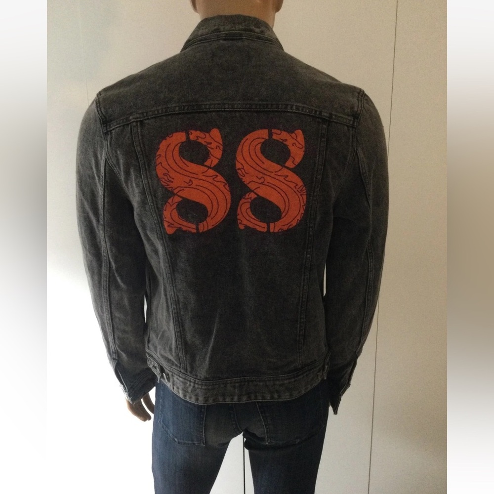 Guess Dark Gray Jacket with Vibrant Orange Accents